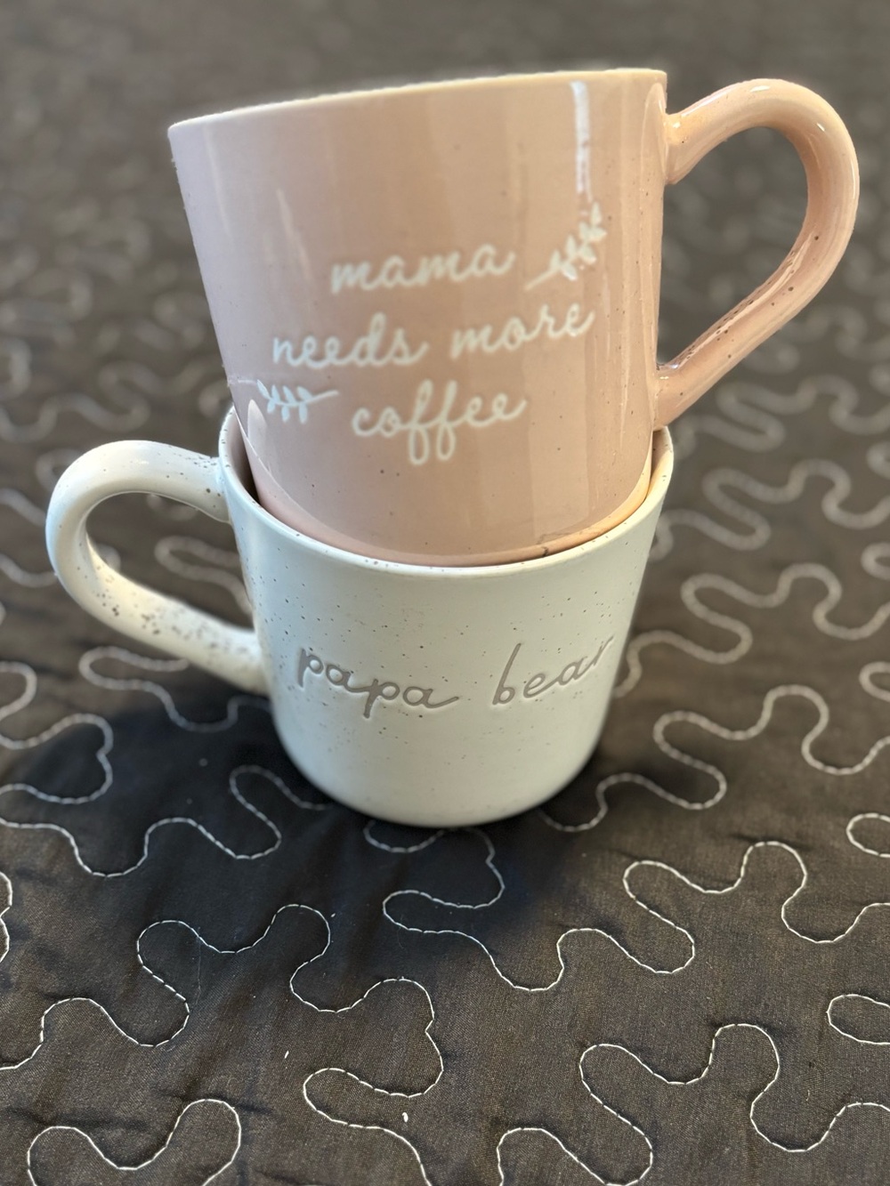 Threshold Mama Needs More Coffee & Papa Bear Ceramic Mug Set - Pink and Cream